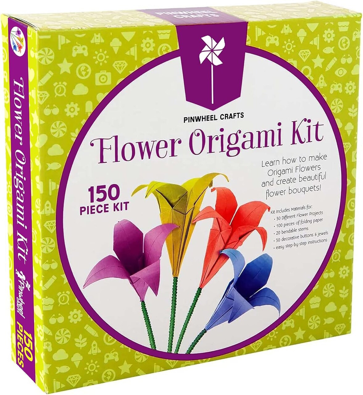 Origami Papers Kit - Multicolor Flower Origami Kit for Kids,Teens and Adults Ages 6 7 8 9 10 11 12+, Arts and Paper Crafts for Kids 150 Pcs - Fun Foldable Gift
